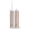 Two Kerakoll Silicone Color light brown sealant tubes standing upright, one with nozzle attached and one with cap.