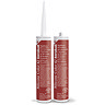 Two Kerakoll Silicone Color red sealant tubes standing upright, one with nozzle attached and one with cap.
