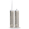 Two Kerakoll Silicone Color brown sealant tubes standing upright, one with nozzle attached and one with cap.