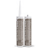Two Kerakoll Silicone Color brown sealant tubes standing upright, one with nozzle attached and one with cap.