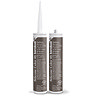 Two Kerakoll Silicone Color brown sealant tubes standing upright, one with nozzle attached and one with cap.