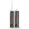 Two Kerakoll Silicone Color brown sealant tubes standing upright, one with nozzle attached and one with cap.
