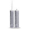 Two Kerakoll Silicone Color grey sealant tubes standing upright, one with nozzle attached and one with cap.