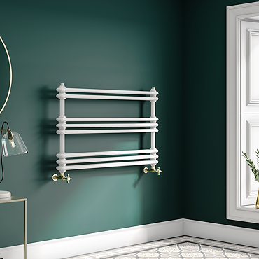 Keswick 1000 x 612 Cast Iron Style Traditional White Towel Rail  Feature Large Image