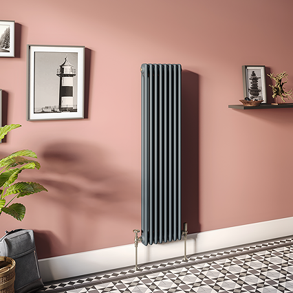 Keswick 1500 x 380mm Cast Iron Style Traditional 2 Column Anthracite Radiator