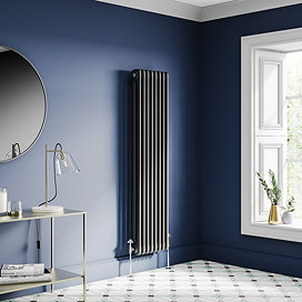 Keswick 1500 x 380mm Cast Iron Style Traditional 2 Column Matt Black Radiator