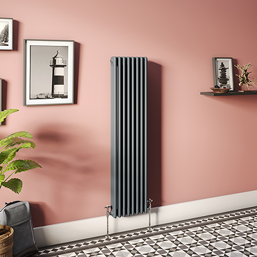 Keswick 1500 x 380mm Cast Iron Style Traditional 3 Column Anthracite Radiator