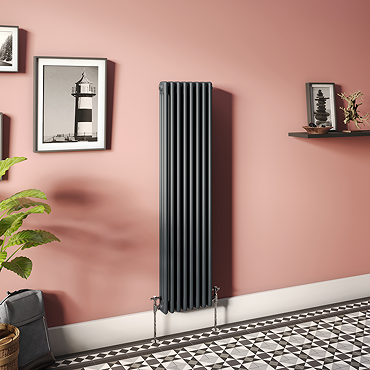 Keswick 1500 x 380mm Cast Iron Style Traditional 3 Column Anthracite Radiator