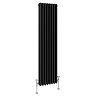 Keswick 1500 x 380mm Cast Iron Style Traditional 3 Column Matt Black Radiator