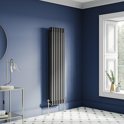 Keswick 1500 x 380mm Cast Iron Style Traditional 3 Column Matt Black Radiator