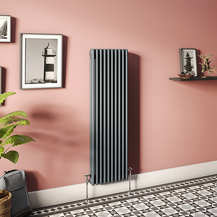 Keswick 1500 x 470mm Cast Iron Style Traditional 2 Column Anthracite Radiator