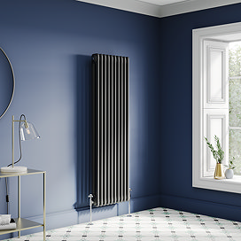 Keswick 1500 x 470mm Cast Iron Style Traditional 2 Column Matt Black Radiator