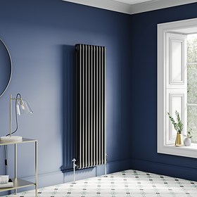 Keswick 1500 x 470mm Cast Iron Style Traditional 2 Column Matt Black Radiator