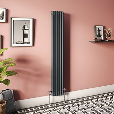 Keswick 1800 x 290mm Cast Iron Style Traditional 3 Column Anthracite Radiator