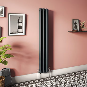 Keswick 1800 x 290mm Cast Iron Style Traditional 3 Column Anthracite Radiator