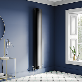 Keswick 1800 x 290mm Cast Iron Style Traditional 3 Column Matt Black Radiator