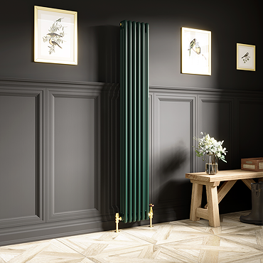 Keswick 1800 x 290mm Cast Iron Style Traditional 3 Column Regal Green Radiator