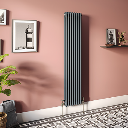 Keswick 1800 x 380mm Cast Iron Style Traditional 2 Column Anthracite Radiator