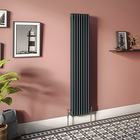 Keswick 1800 x 380mm Cast Iron Style Traditional 2 Column Anthracite Radiator