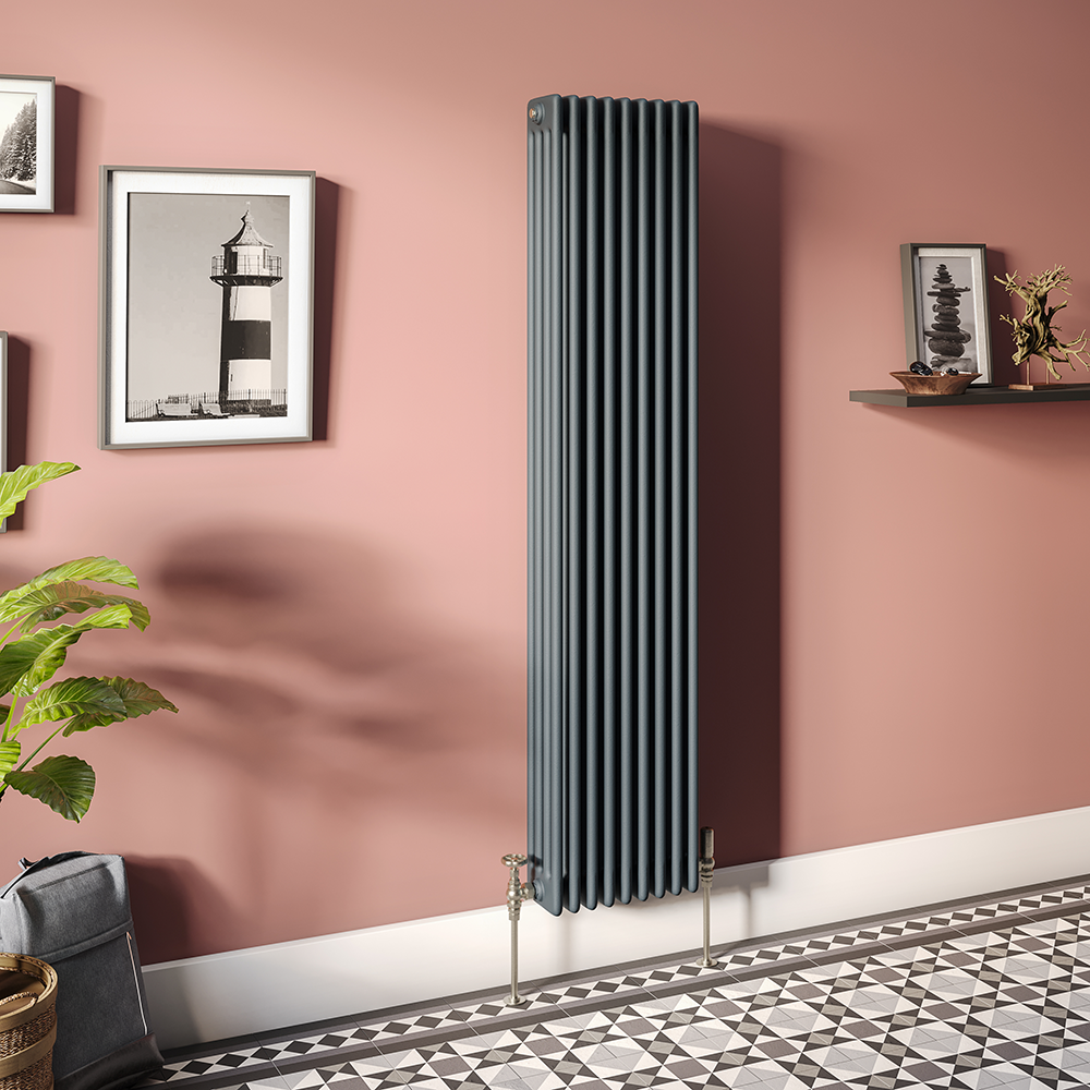 Keswick 1800 x 380mm Cast Iron Style Traditional 4 Column Anthracite ...