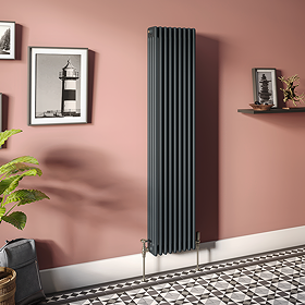 Keswick 1800 x 380mm Cast Iron Style Traditional 4 Column Anthracite Radiator