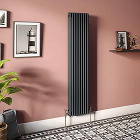 Keswick 1800 x 380mm Cast Iron Style Traditional 3 Column Anthracite Radiator