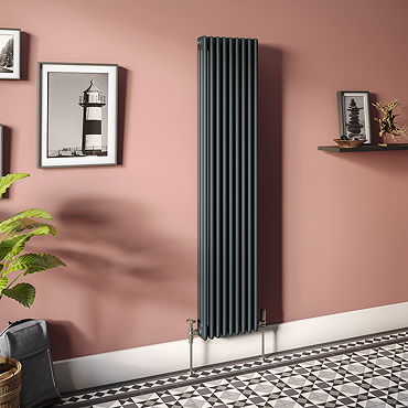 Keswick 1800 x 380mm Cast Iron Style Traditional 3 Column Anthracite Radiator