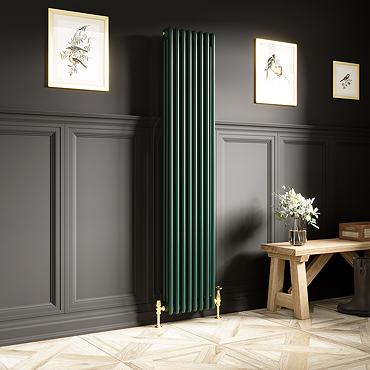 Keswick 1800 x 380mm Cast Iron Style Traditional 3 Column Regal Green Radiator