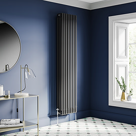 Keswick 1800 x 380mm Cast Iron Style Traditional 4 Column Matt Black Radiator