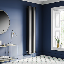 Keswick 1800 x 380mm Cast Iron Style Traditional 4 Column Matt Black Radiator