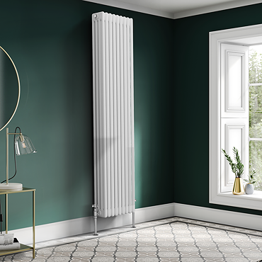 Keswick 1800 x 425mm Cast Iron Style Traditional 4 Column White Radiator