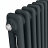 Keswick 1800 x 470 Cast Iron Style Traditional 2 Column Anthracite Radiator with Twin Towel Rails