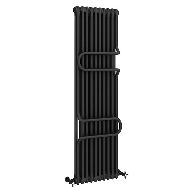 Keswick 1800 x 460 Cast Iron Style Traditional 2 Column Anthracite Radiator with Twin Towel Rails  F