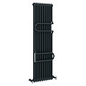 Keswick 1800 x 470 Cast Iron Style Traditional 2 Column Anthracite Radiator with Twin Towel Rails
