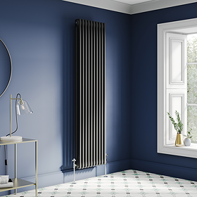 Keswick 1800 x 470mm Cast Iron Style Traditional 2 Column Matt Black Radiator