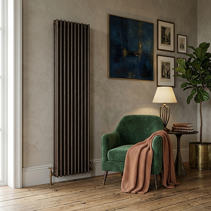 Keswick 1800 x 470mm Cast Iron Style Traditional 3 Column Antique Mottled Copper Radiator
