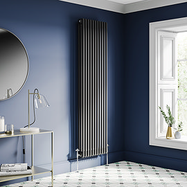 Keswick 1800 x 470mm Cast Iron Style Traditional 3 Column Matt Black Radiator