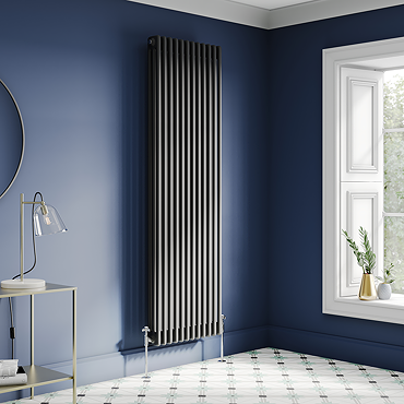 Keswick 1800 x 560mm Cast Iron Style Traditional 3 Column Matt Black Radiator