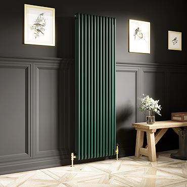 Keswick 1800 x 605mm Cast Iron Style Traditional 3 Column Regal Green Radiator