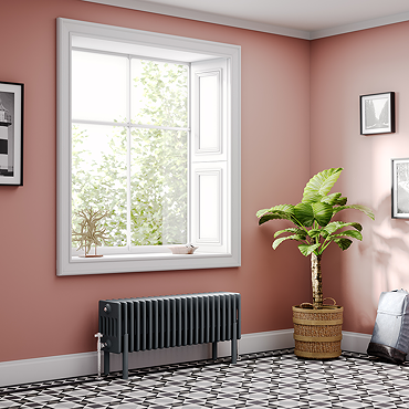 Keswick 300 x 1010mm Horizontal Radiator Anthracite 6 Column (22 Sections) with Feet