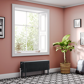 Keswick 300 x 1010mm Horizontal Radiator Anthracite 6 Column (22 Sections) with Feet