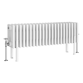 Keswick 300 x 1010mm Horizontal Radiator White 6 Column (22 Sections) with Feet