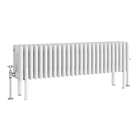 Keswick 300 x 1190mm Horizontal Radiator White 6 Column (26 Sections) with Feet