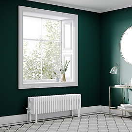 Keswick 300 x 1190mm Horizontal Radiator White 6 Column (26 Sections) with Feet