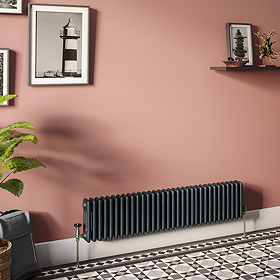 Keswick 300 x 1370mm Cast Iron Style Traditional 3 Column Anthracite Radiator