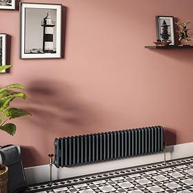 Keswick 300 x 1370mm Cast Iron Style Traditional 2 Column Anthracite Radiator