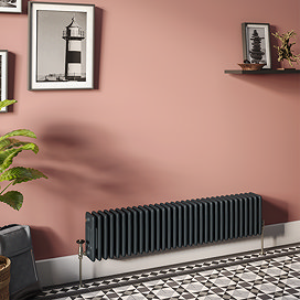 Keswick 300 x 1370mm Cast Iron Style Traditional 4 Column Anthracite Radiator