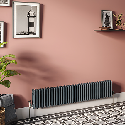 Keswick Anthracite Grey Radiators - 300 x 1550mm Traditional 3 Column