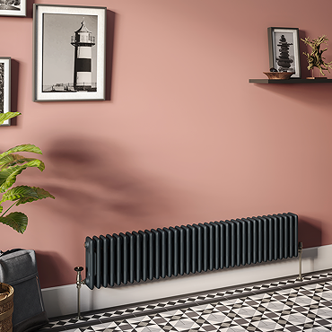 Keswick 300 x 1595mm Cast Iron Style Traditional 3 Column Anthracite Radiator