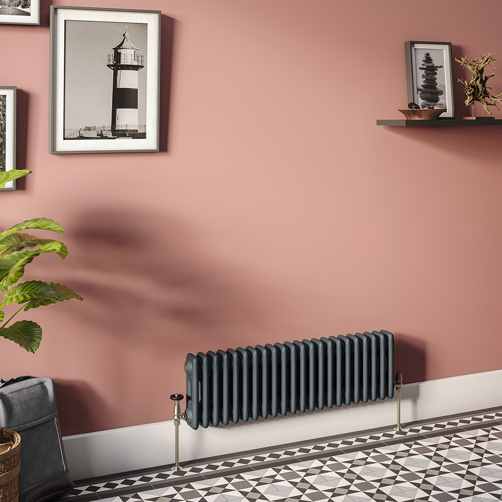Keswick 315 x 1010mm Horizontal Radiator Anthracite 2 Column (22 Section) Victorian Plumbing UK